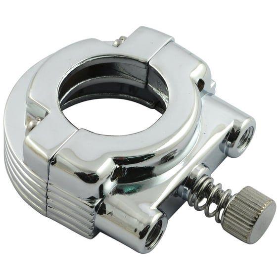 Throttle clamp set, dual cable. Chrome