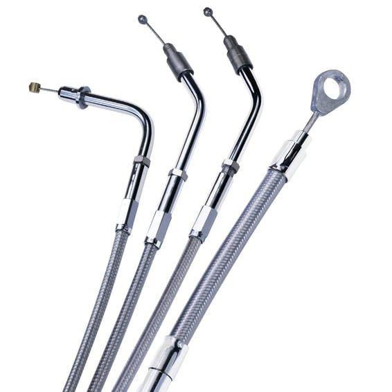 univ. throttle cable +8". Braided clear coated