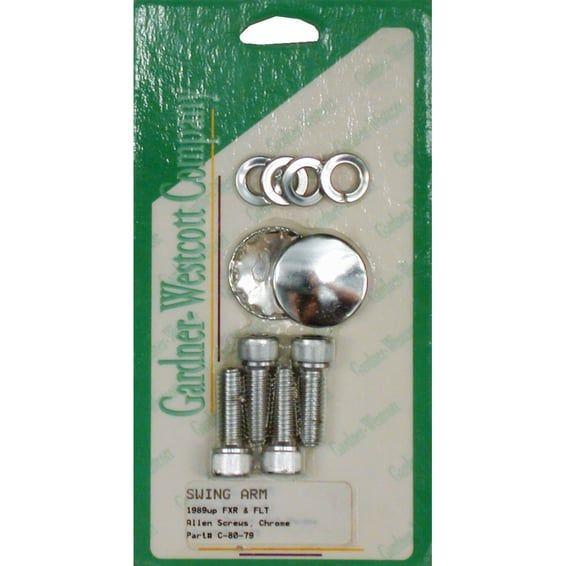 Allen bolt set, swingarm pivot covers. Chrome