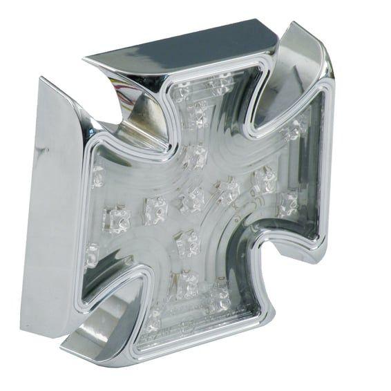 Maltese cross billet LED taillight. Clear lens