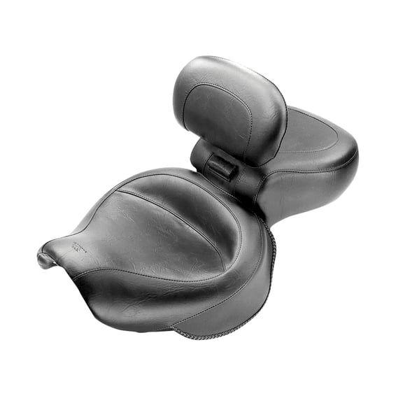 1-piece 2-up wide touring vintage seat plain black