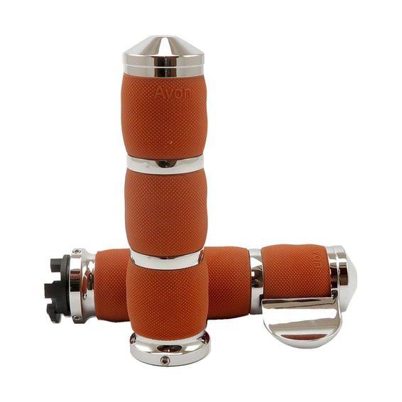 Avon air cushioned grips chrome tan w/throttle boss