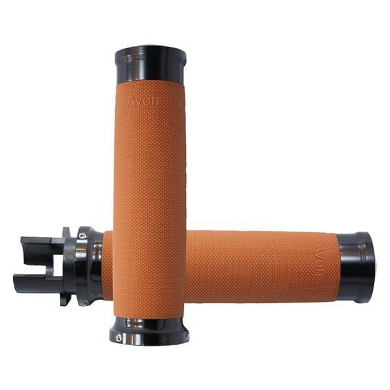 Avon custom grips black anodized tan