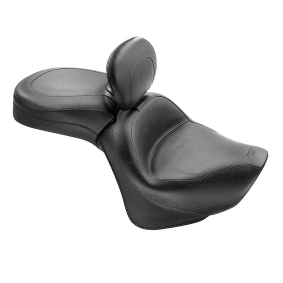 1 piece 2-up wide touring vintage seat plain black